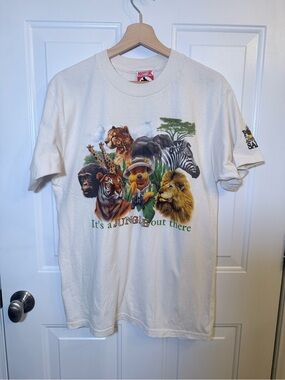 Disney White Tee with Multicolor Winnie the Pooh Jungle Animal Graphic